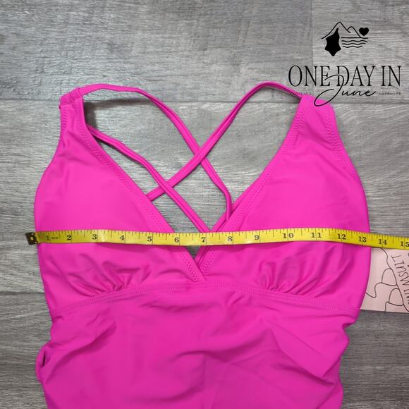 Adisputent Lace Up Strappy Back Tummy Control One Piece Swimsuit Size M - Picture 3 of 5